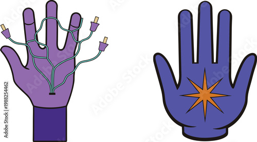 A silhouette vector illustration of the palm and fingers of a human hand, a child, and a girl joined together as a black icon symbol of love, care, and people isolated on a white background