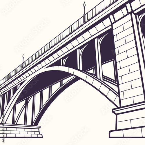 Illustration of a stone bridge with arches and railings