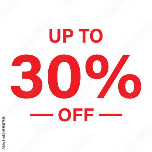 Red Sale Banner with Bold 30 Percent Discount Text for Retail Promotion in Clean Minimal Design
