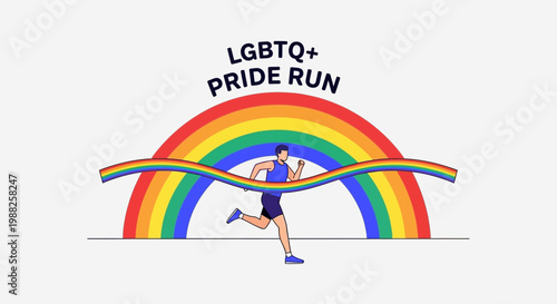LGBTQ+ Runner Crossing Rainbow Finish Line Symbolizing Love, Equality, and Celebration