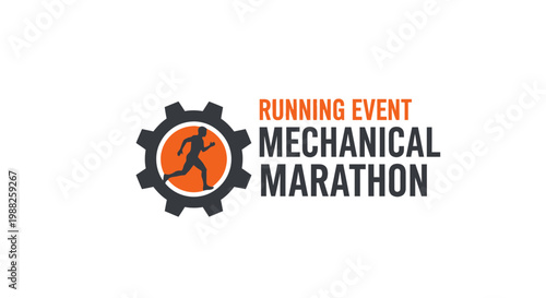Mechanical Marathon Running Event Logo Design
