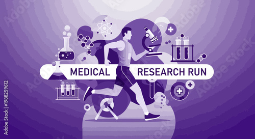 Medical Research Run Depicting a Fusion of Science, Health, And Movement in Illustration