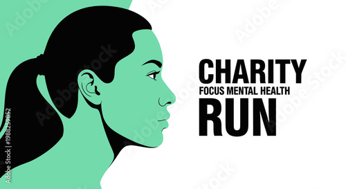 Mental Health Charity Run Conceptual Silhouette With Modern And Stylish Color Palette