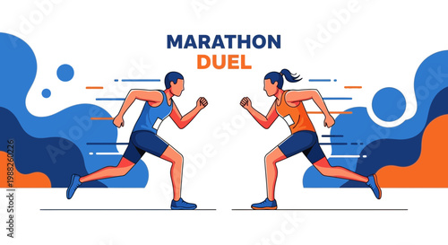 Marathon Duel: A Dynamic Illustration of Athletic Competition and Intense Rivalry