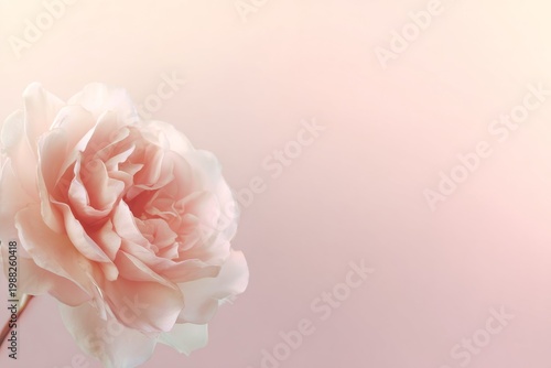 Elegant single peach rose against soft gradient background