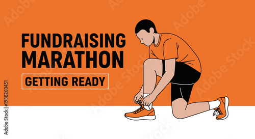 Marathon Fundraiser Illustration Depicting Athlete Prepping For a Running Competition