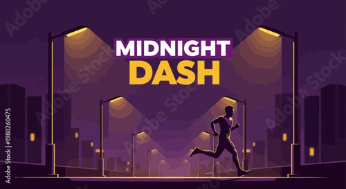 Midnight Dash City Runner Under Streetlights