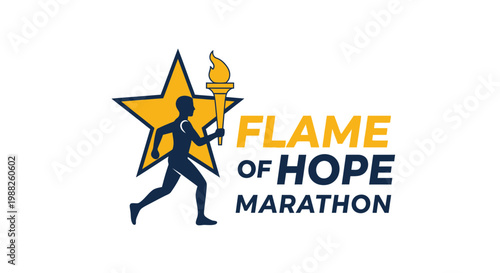 Marathon Logo Featuring a Runner with a Torch and Star, Promoting Hope and Endurance