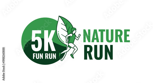 Nature Run Logo Depicting A Runner With A Leaf Symbolizing Environmental Awareness