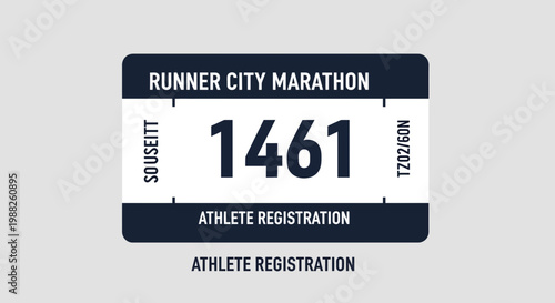 Marathon Race Bib Number Design with Runner Registration Information Graphics