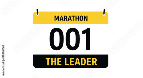 Marathon Race Number Placard, Illustrating Leading Position and First Place Achieved