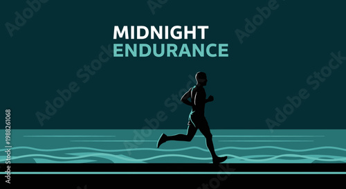 Midnight Runner's Courageous Pursuit In The Dark Amidst Calm Waters Silhouette