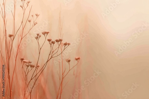 Delicate dried wildflowers against soft pastel background