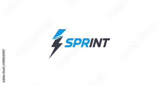 Modern Sprint Logo Design with Energy Bolt Symbolism and Dynamic Blue and Grey Colors