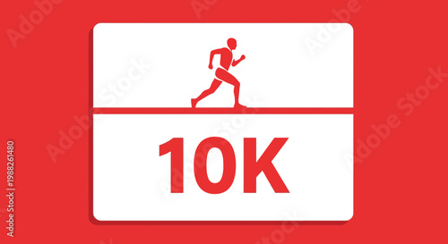 Minimalist Design Depicting A Runner Preparing For A 10K Race Event Illustration