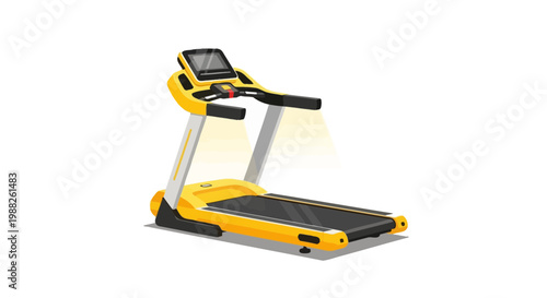 Modern Treadmill Illustration: Contemporary Gym Equipment for Fitness and Wellness Activities