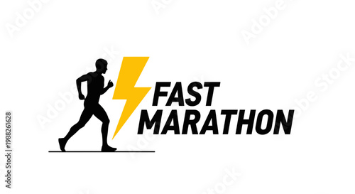 Minimalist Design Representing Speed and Endurance in a Marathon Running Race