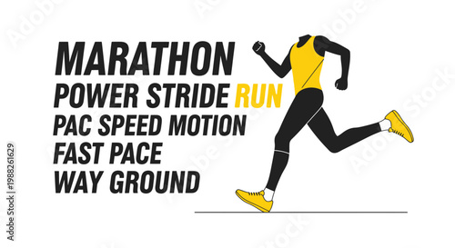 Marathon Runner Silhouette In Energetic Pose With Motivational Words And Dynamic Effect