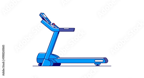 Minimalist Illustration of a Modern Blue Treadmill with Workout Display Isolated on White