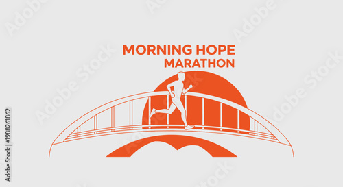 Morning Hope Marathon Runner Above The Bridge Symbolic Of Perseverance And Wellness