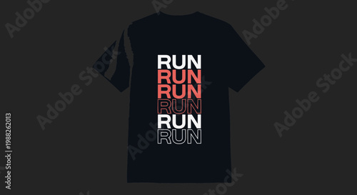 Minimalist Run Design On A Black T-Shirt, Perfect For Runners And Fitness Enthusiasts