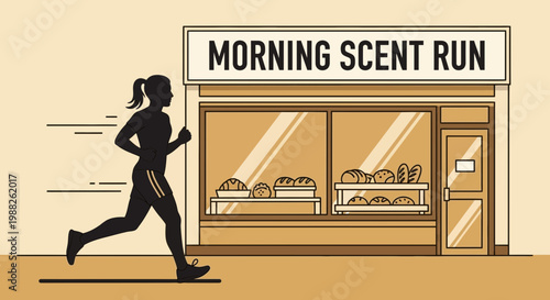 Morning Run Past A Bakery Featuring Freshly Baked Bread Aroma and Energetic Silhouette