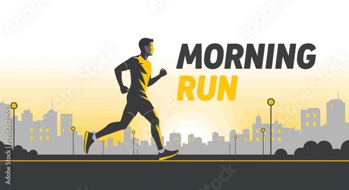 Morning Run: Silhouette Of A Person Running During Sunrise In The City