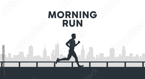 Morning Run Silhouette: A City Marathoner's Dawn Run and Fitness Goal Visualization
