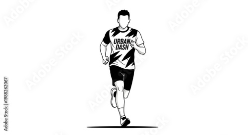 Minimalist Runner Illustration: Urban Dash Concept, Ideal for Sports and Fitness Branding