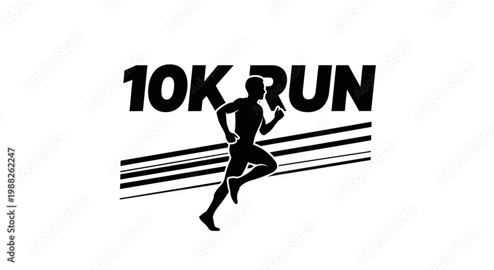 Fototapeta premium Minimalist Silhouette Depicting Courage, Endurance, And Dynamic Motion During A 10K Run
