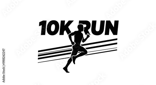 Minimalist Silhouette Depicting Courage, Endurance, And Dynamic Motion During A 10K Run