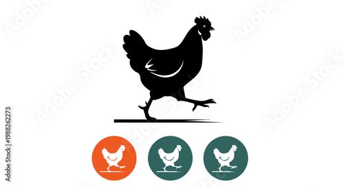 Minimalist Silhouette of a Chicken Logo Design for Food and Farm Related Businesses
