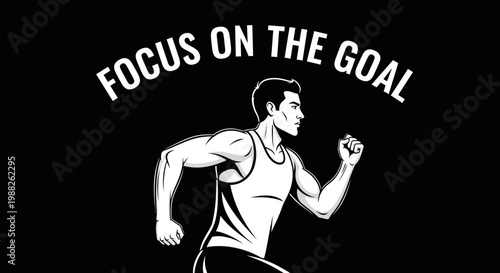 Motivational Imagery of Runner Achieving Goal with Focus and Determination in Silhouette