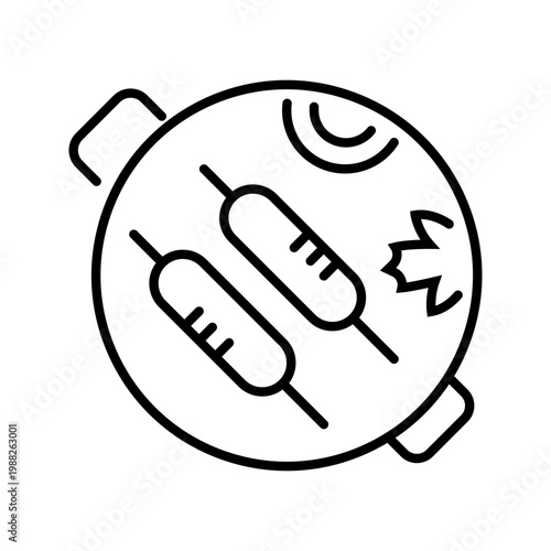 Barbecue grill icon. Food and barbecue line symbol. Black and white.