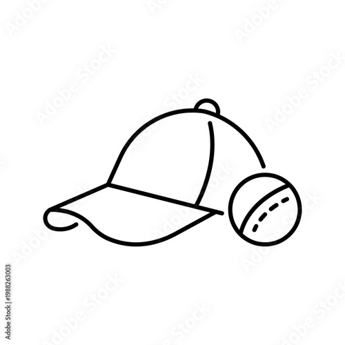 Baseball cap icon. Sports and baseball line symbol. Black and white.