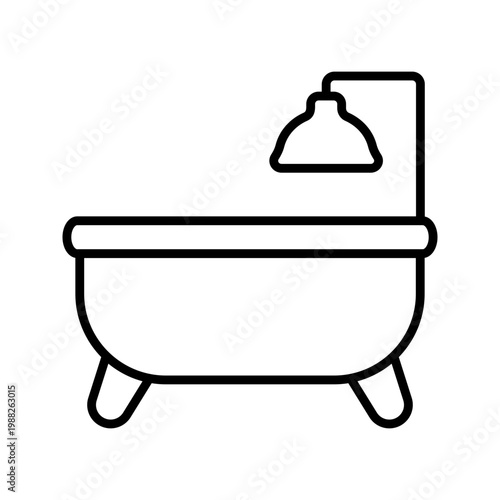 Bath tub icon. Lifestyle and bathroom line symbol. Black and white.