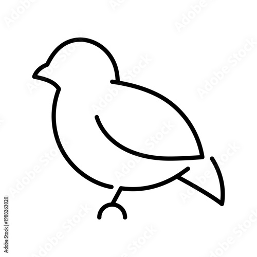 Bird silhouette icon. Animals and songbird line symbol. Black and white.