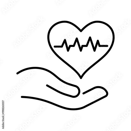 Blood donation icon. Healthcare and blood donation line symbol. Black and white.