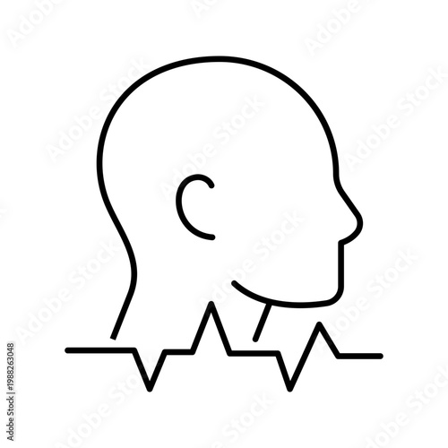 Breathing arrest icon. Healthcare and respiratory line symbol. Black and white.