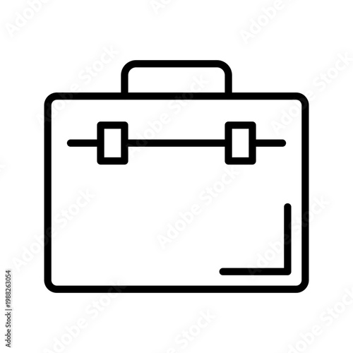 Brief case icon. Business and office accessory line symbol. Black and white.