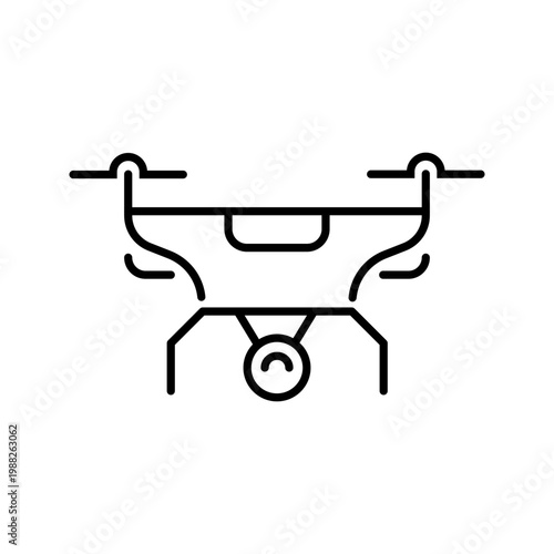 Camera drone icon. Technology and drone line symbol. Black and white.
