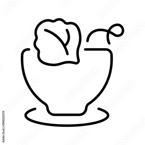 Cardamom tea icon. Food and tea line symbol. Black and white.