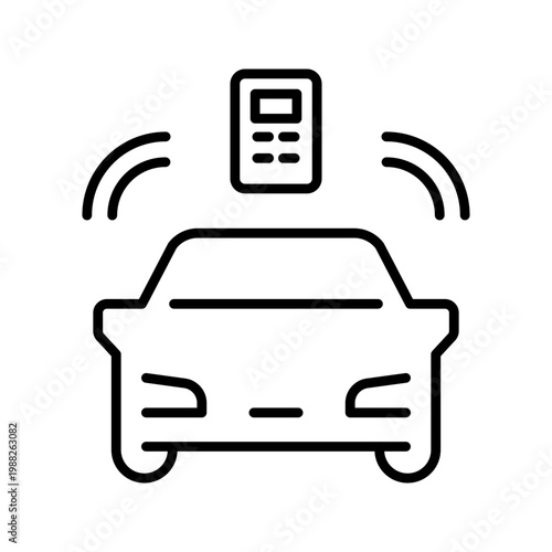 Car alarm icon. Transport and vehicle security line symbol. Black and white.