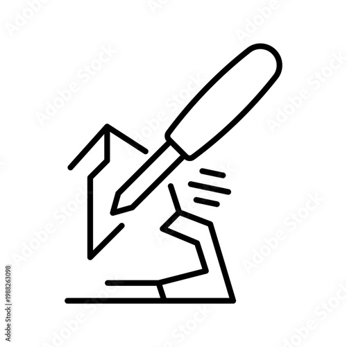 Chisel carving icon. Art and sculpting line symbol. Black and white.
