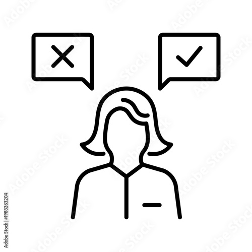Decision maker icon. Business and management line symbol. Black and white.