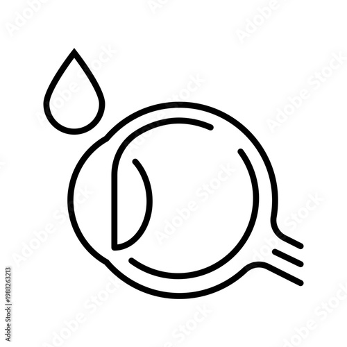 Dry eye icon. Healthcare and eye disease line symbol. Black and white.