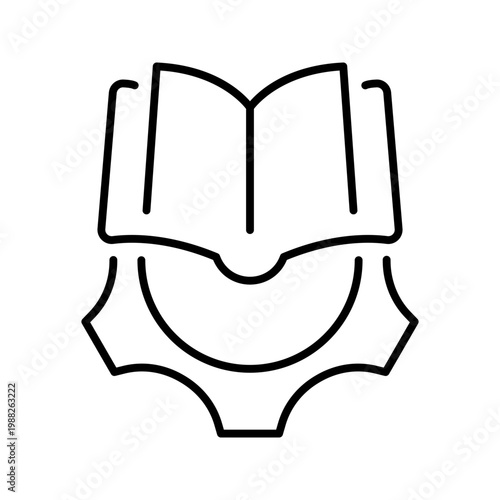 Education technology icon. Education and educational technology line symbol. Black and white.