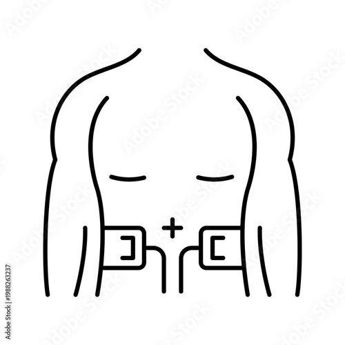 Electrical stimulation icon. Healthcare and physical therapy line symbol. Black and white.
