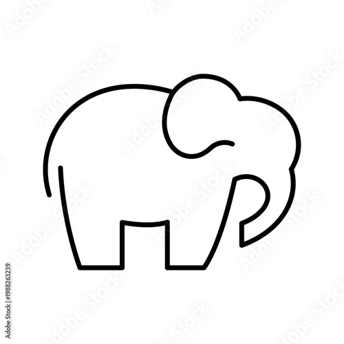 Elephant icon icon. Animals and wildlife line symbol. Black and white.
