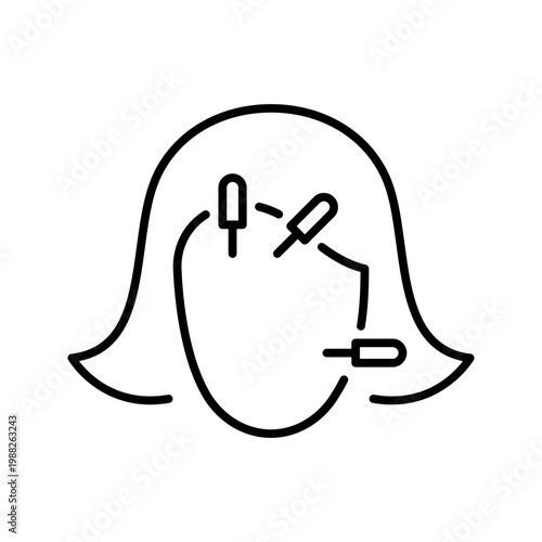 Face filler icon. Healthcare and aesthetic medicine line symbol. Black and white.